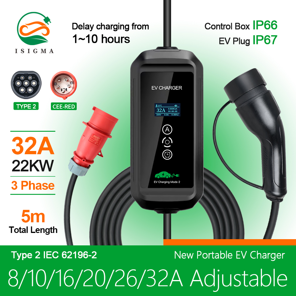 Ev Charger Type 2 22Kw 32A 3 Phase - Cargador EV 22kw trifásico tipo 2