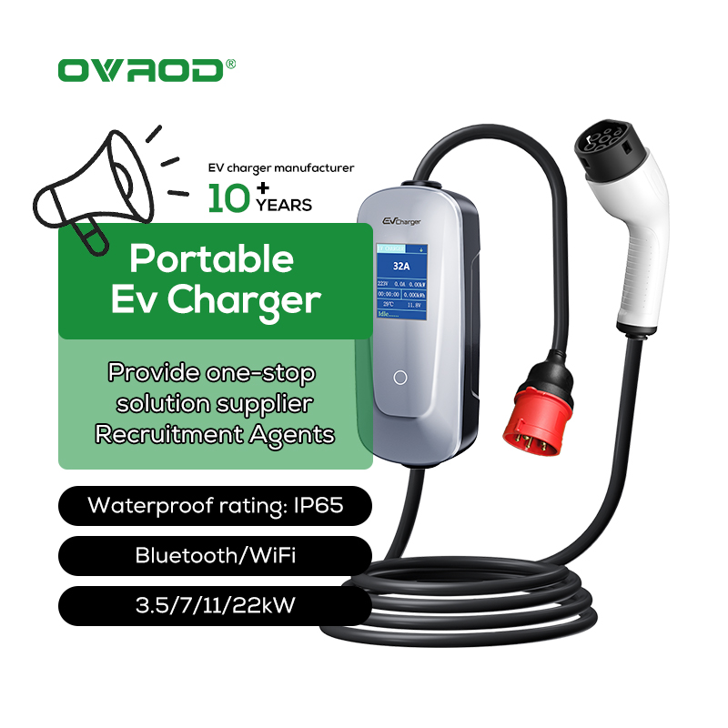 Type 2 Portable Ev Charger 11Kw Cee - Cargador Portátil para Vehículos Eléctricos Ovrod,