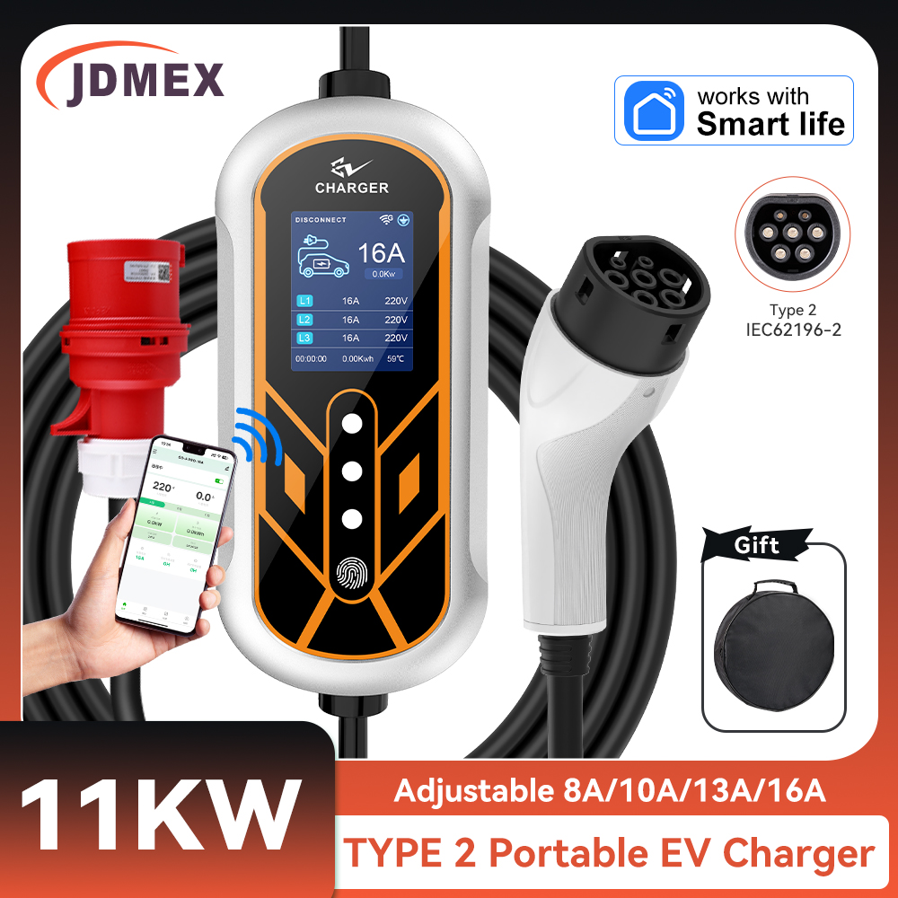 JDMEX 11KW Type2 EV cargador p - Type 2 Portable Ev Charger 11Kw Cee reseña y precio