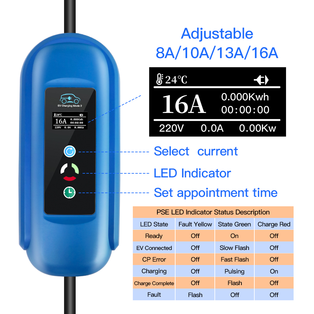 Kolanky-cargador EV 16A 11KW t - Type 2 Portable Ev Charger 11Kw Cee reseña y precio