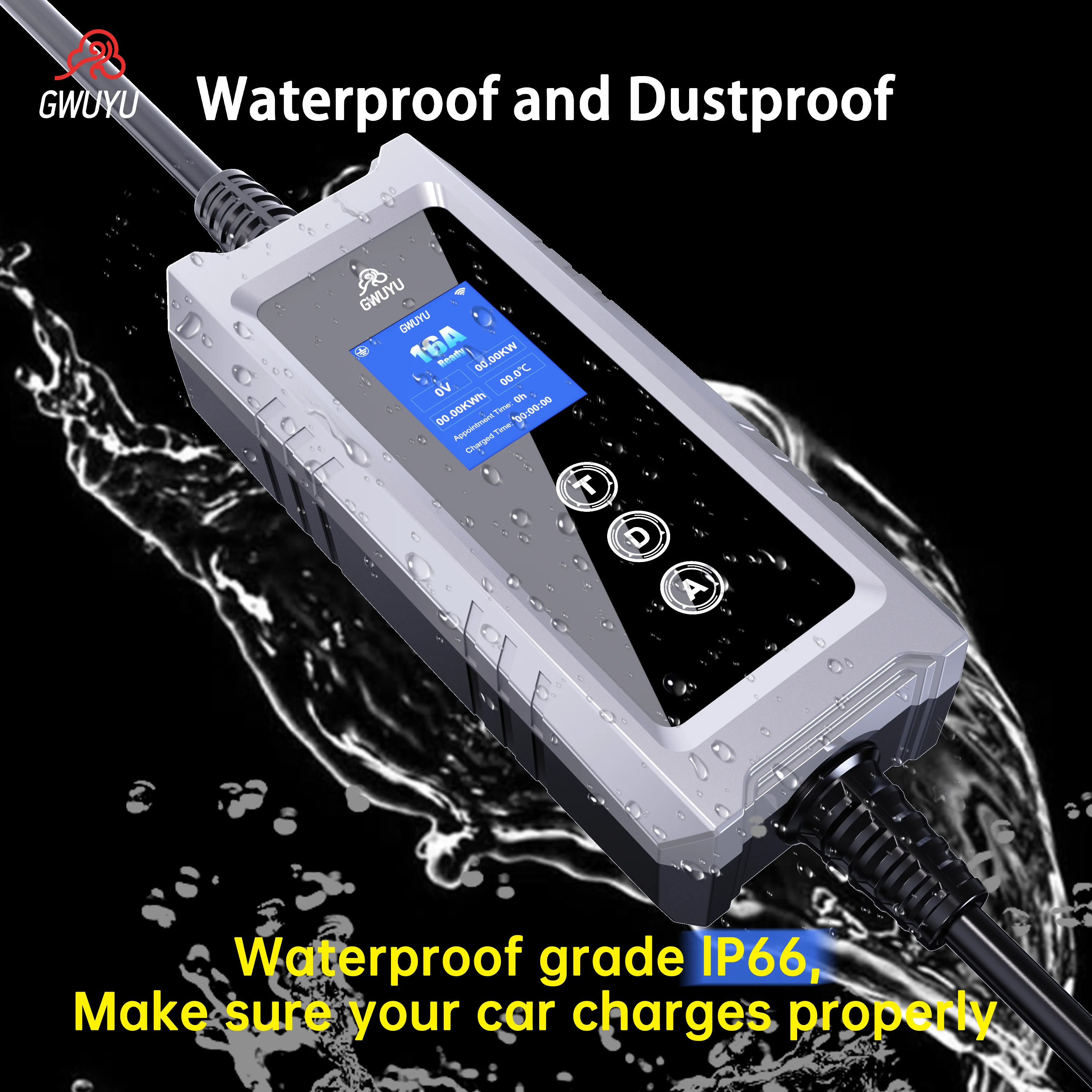 GWUYU-cargadores EV 32A Type2, - Type 2 Portable Ev Charger 11Kw Cee reseña y precio